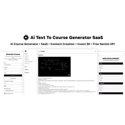 Ai Course Generator – Text To Course SaaS Ai Video & Image Content Payment Earn Gemini React Admin