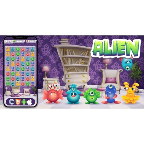 Alien-Connect-HTML5-Game-Construct-3.jpg Alien Connect – HTML5 Game, Construct 3 - Image 1