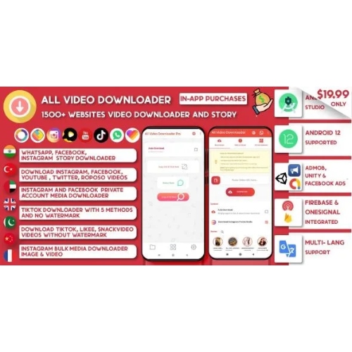 All-Video-Downloader.jpg All Video Downloader & StorySaver | 1500 Websites Threads,Snackvideo,Whatsapp, Tiktok, Instagram, FB - Image 1