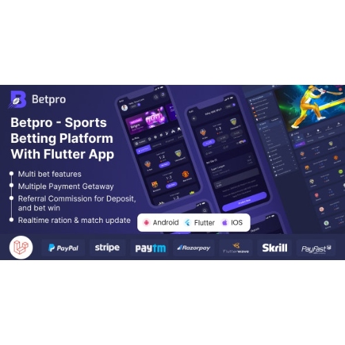 Betpro-Sports-Betting-Platform-PHP-Laravel-Admin-Panel-With-Flutter-App-ios-and-android.jpg Betpro – Sports Betting Platform PHP Laravel Admin Panel With Flutter App ios and android - Image 1