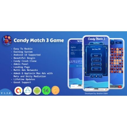 Candy Match 3 Game with Earning System and Admin Panel + Landing Page