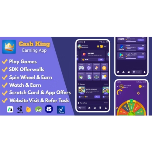 Cash-King-Android-Earning-App-with-Admin-Panel-Free-Download.jpg Cash King: Android Earning App with Admin Panel - Image 1