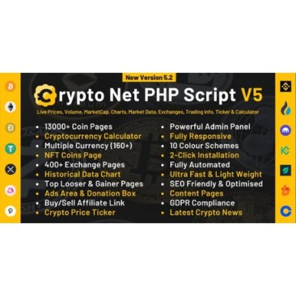 Crypto Net – CoinMarketCap, Prices, Chart, Exchanges, Crypto Tracker, Calculator & Ticker PHP Script