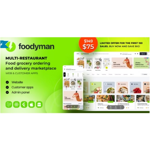 Foodyman-Multi-Restaurant-Food-Grocery-Ordering-and-Delivery-Marketplace-Web-Customer-Apps-Nulled.jpg Foodyman – Multi-Restaurant Food and Grocery Ordering and Delivery Marketplace (Web & Customer Apps) - Image 1