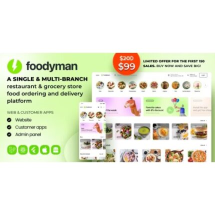 Foodyman – Single (Multi-Branch) Restaurant & Grocery Food Ordering & Delivery Platform