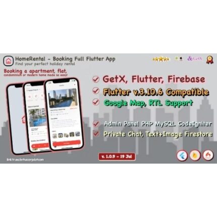 HomeRental – Booking Properties Full Flutter App with Chat | GetX | Web Admin Panel