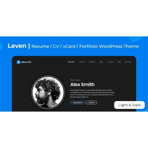 Leven-Resume-WordPress-Theme.jpg Leven – Resume WordPress Theme - Image 1