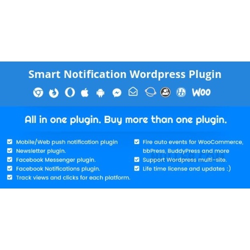 Smart-Notification.jpg Smart Notification WordPress Plugin. Web & Mobile Push, FB Messenger, FB Notifications & Newsletter. - Image 1