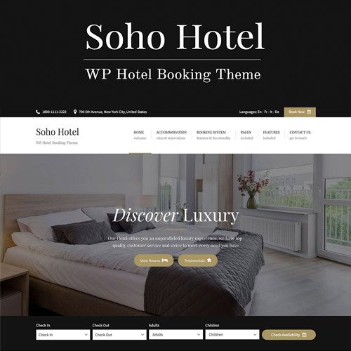 Soho-Hotel-Booking-Hotel-WordPress-Theme.jpg Soho Hotel Booking – Hotel WordPress Theme - Image 1
