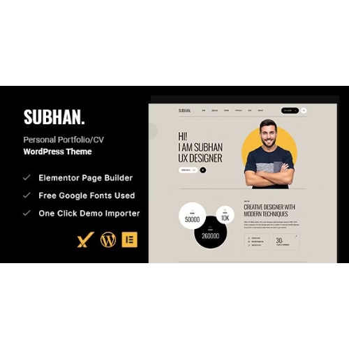 Subhan-Personal-Portfolio-CV-WordPress-Theme.jpg Subhan – Personal Portfolio/CV WordPress Theme - Image 1