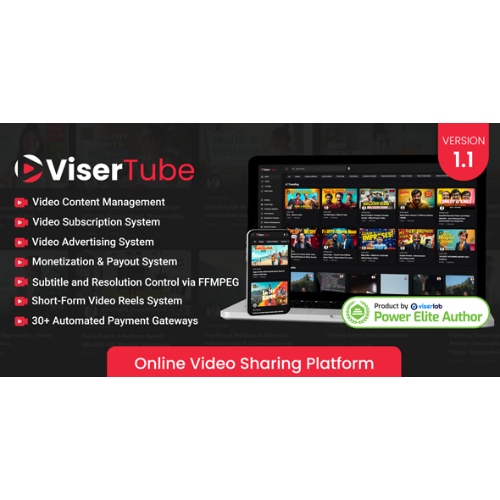 ViserTube-Online-Video-Sharing-Platform.jpg ViserTube – Online Video Sharing Platform - Image 1