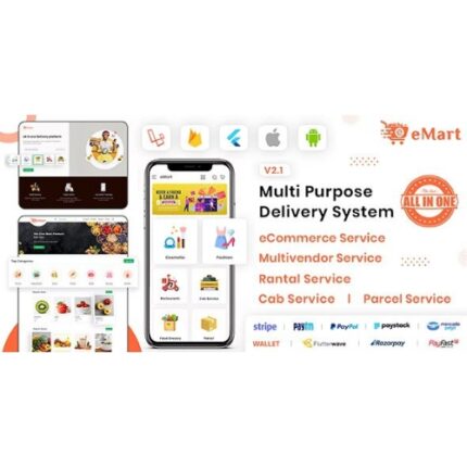 eMart | Multivendor Food, eCommerce, Parcel, Taxi booking, Car Rental App with Admin and Website