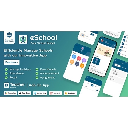 eSchool-Nulled.jpg eSchool – Virtual School Management System Flutter App with Laravel Admin Panel - Image 1